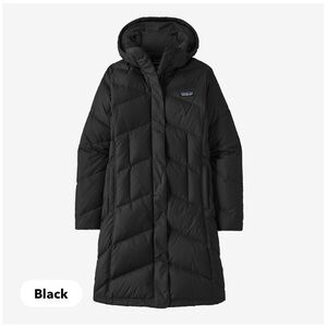 Patagonia women’s Down With It Parka, navy blue, size Large